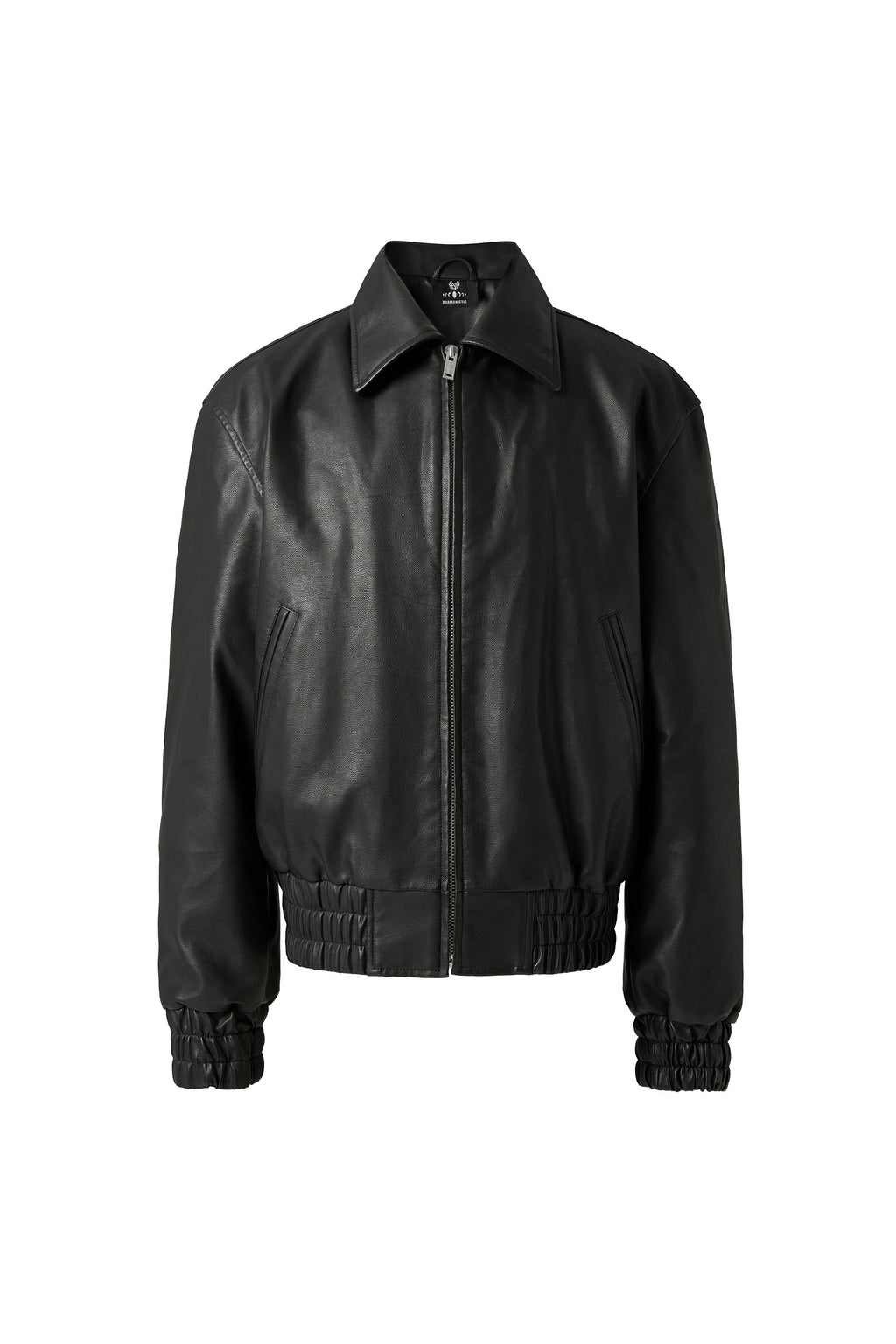 KARMANISTIC Graphic Embroidered Leather Short Bomber Jacket