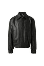 KARMANISTIC Graphic Embroidered Leather Short Bomber Jacket