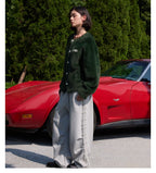 S45 Pearl Button Fuzzy Fleece Cardigan