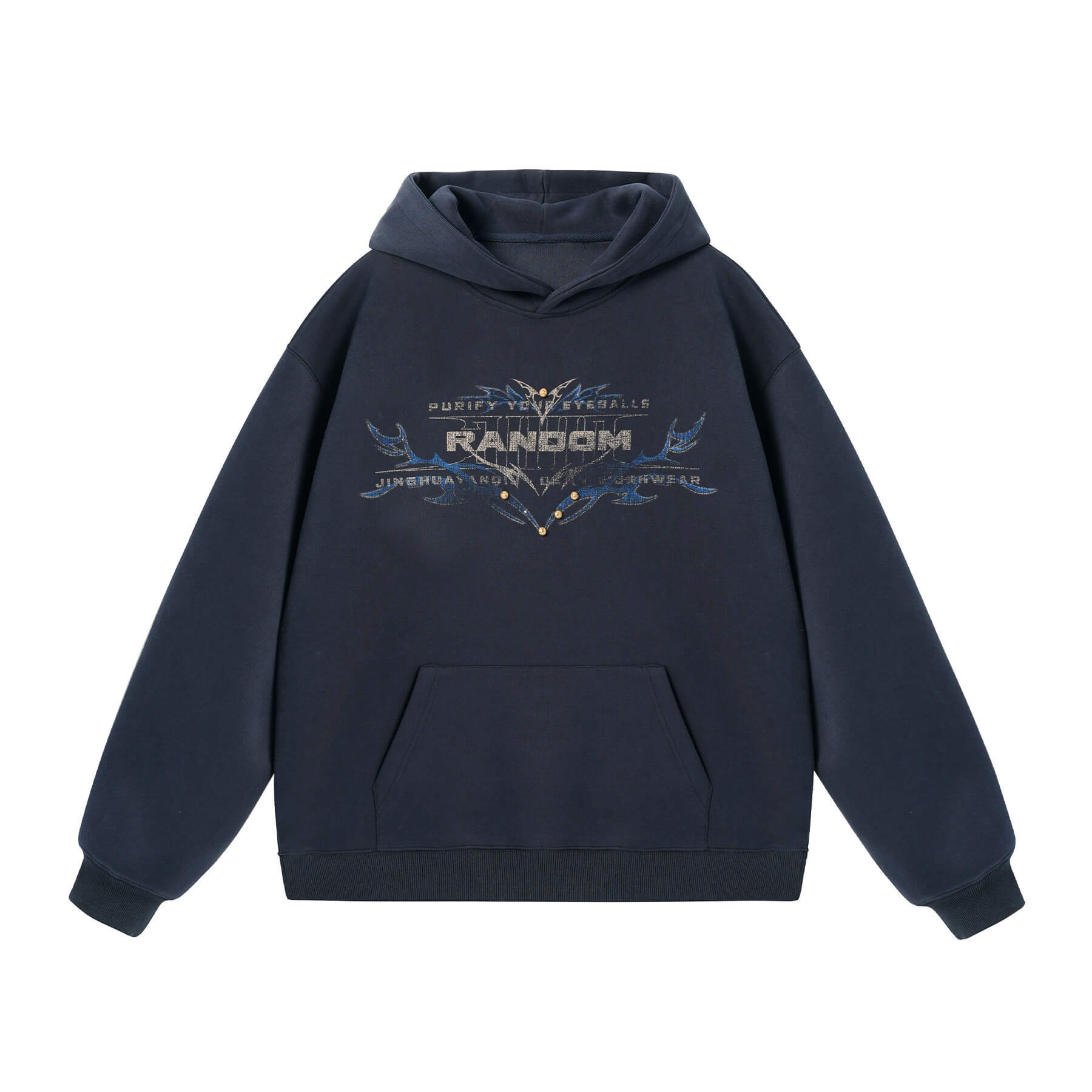 JHYQ RANDOM Letter Print Studded Hoodie