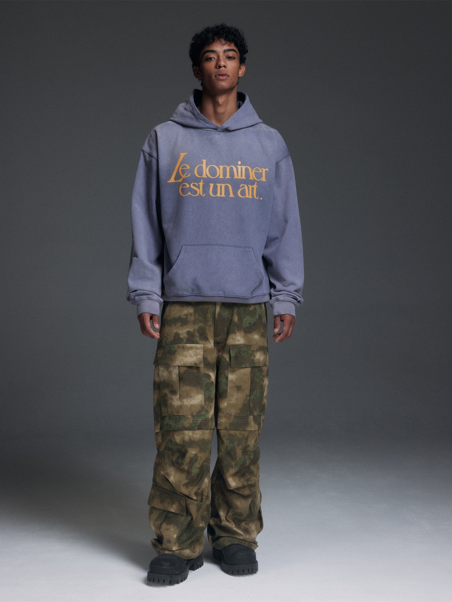 NOVACAM Washed Distressed Vintage Letters Logo Hoodie