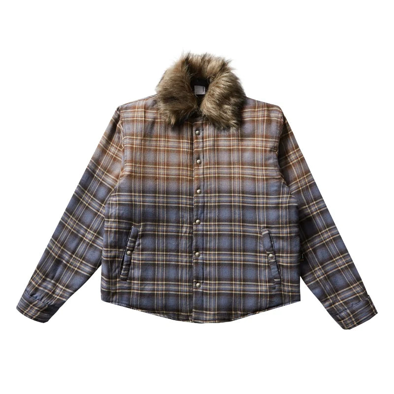 Remedy Gradient Plaid Quilted Lined Shirt Jacket