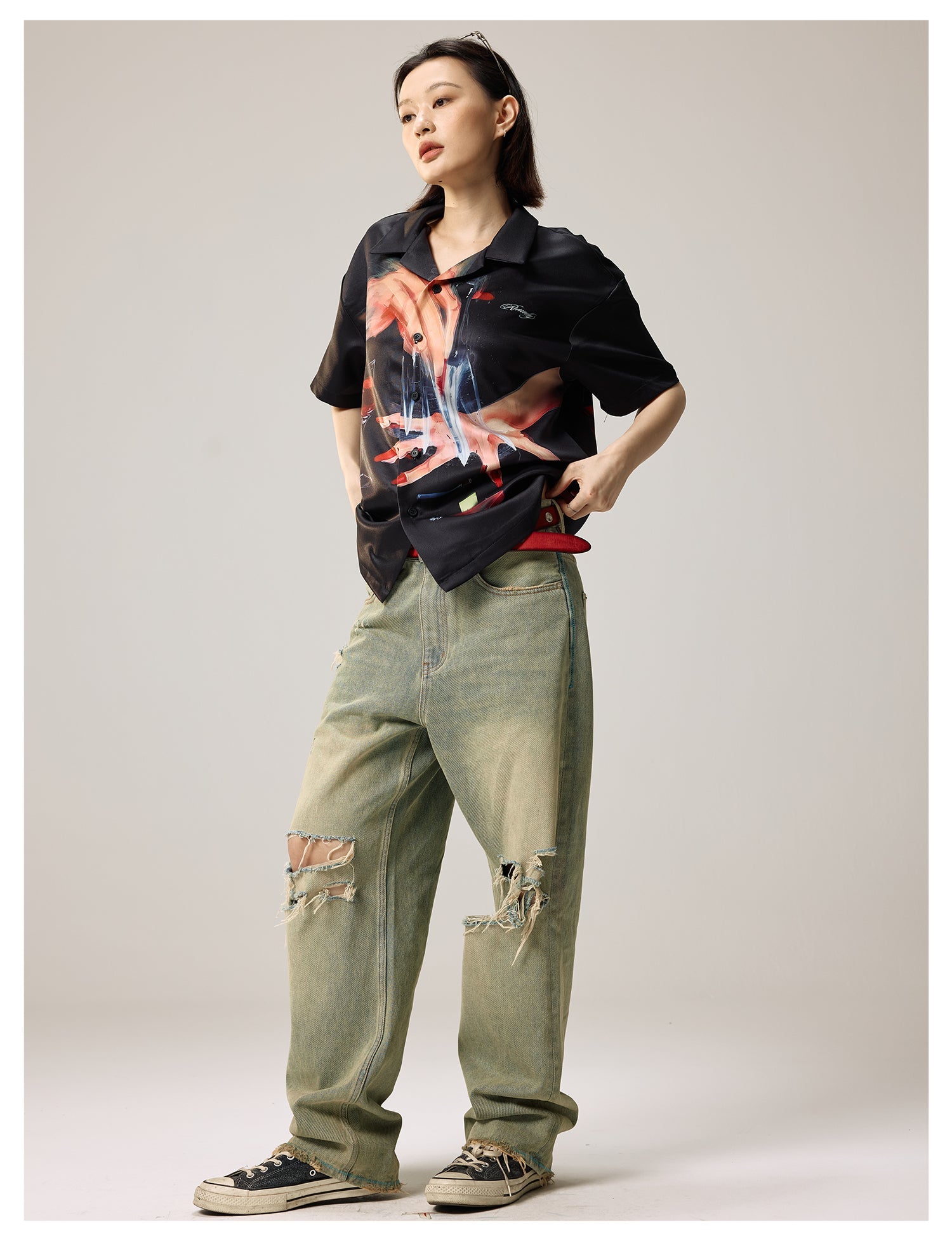 Remedy Finger and Wine Glass Full Print Short Sleeve Cuban Shirt