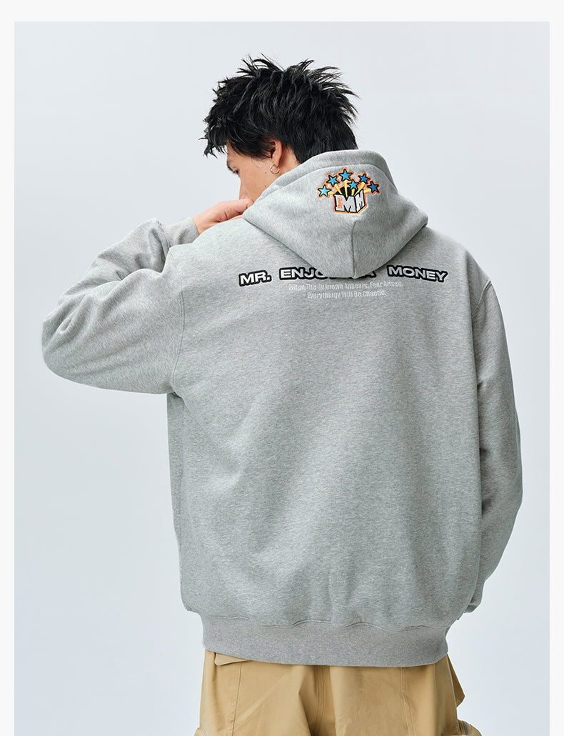 MEDM Blooming Star Embroidered Zip-Up Hoodie