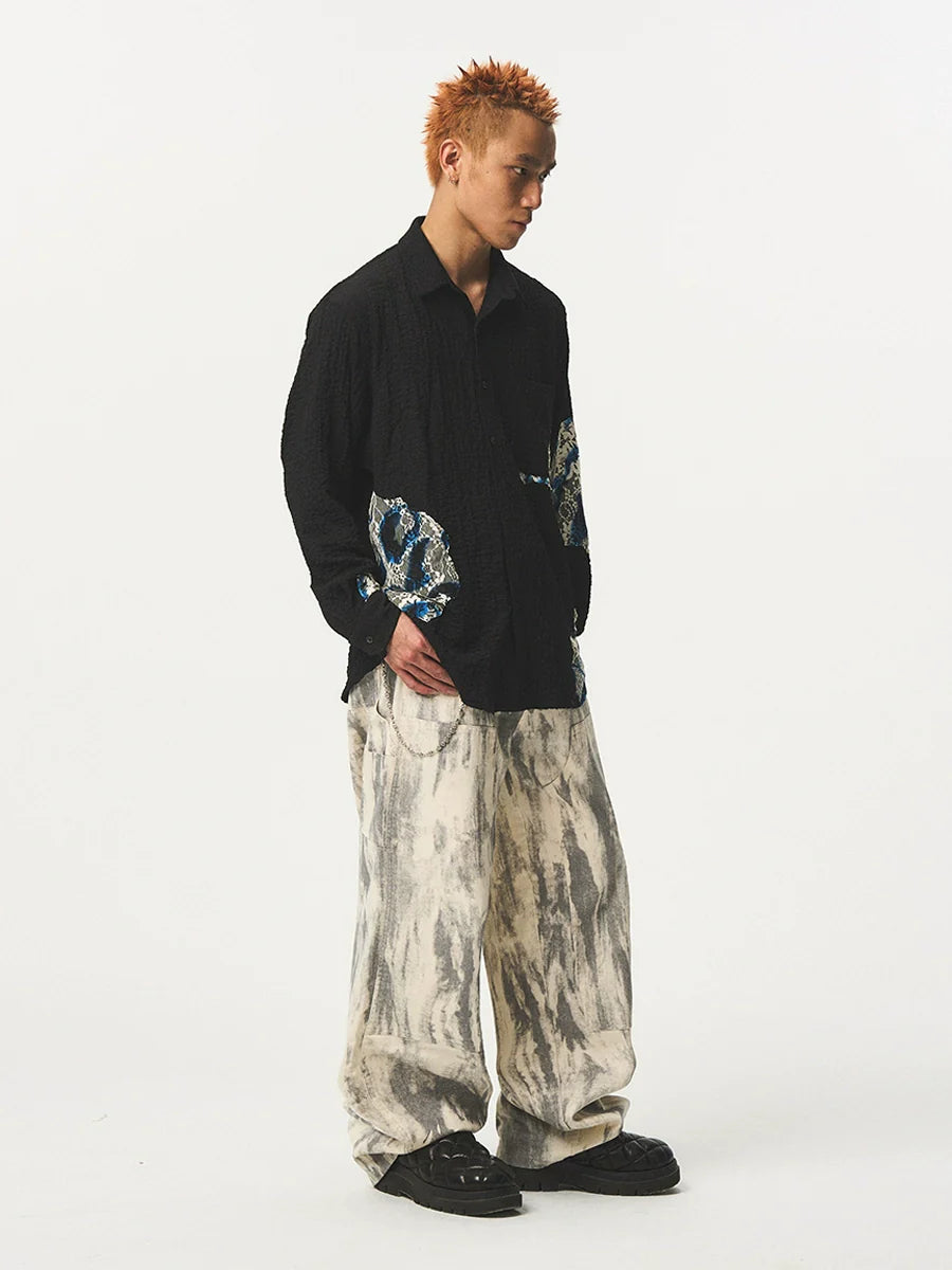 EMPTY REFERENCE Burnt Flower Lace Long Sleeve Shirt