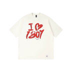 1807 I Love Graffiti Print Distressed Short Sleeve Tee