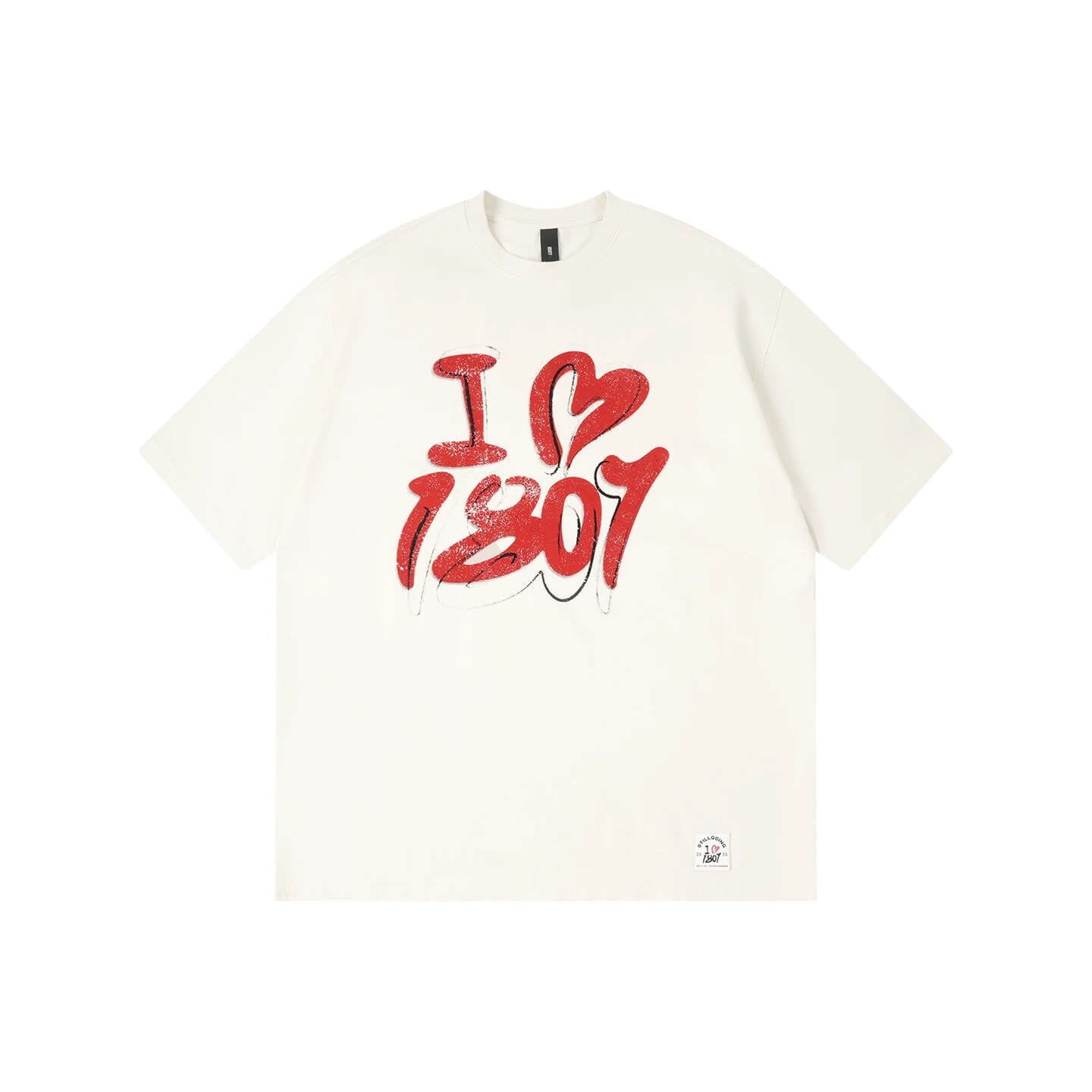 1807 I Love Graffiti Print Distressed Short Sleeve Tee