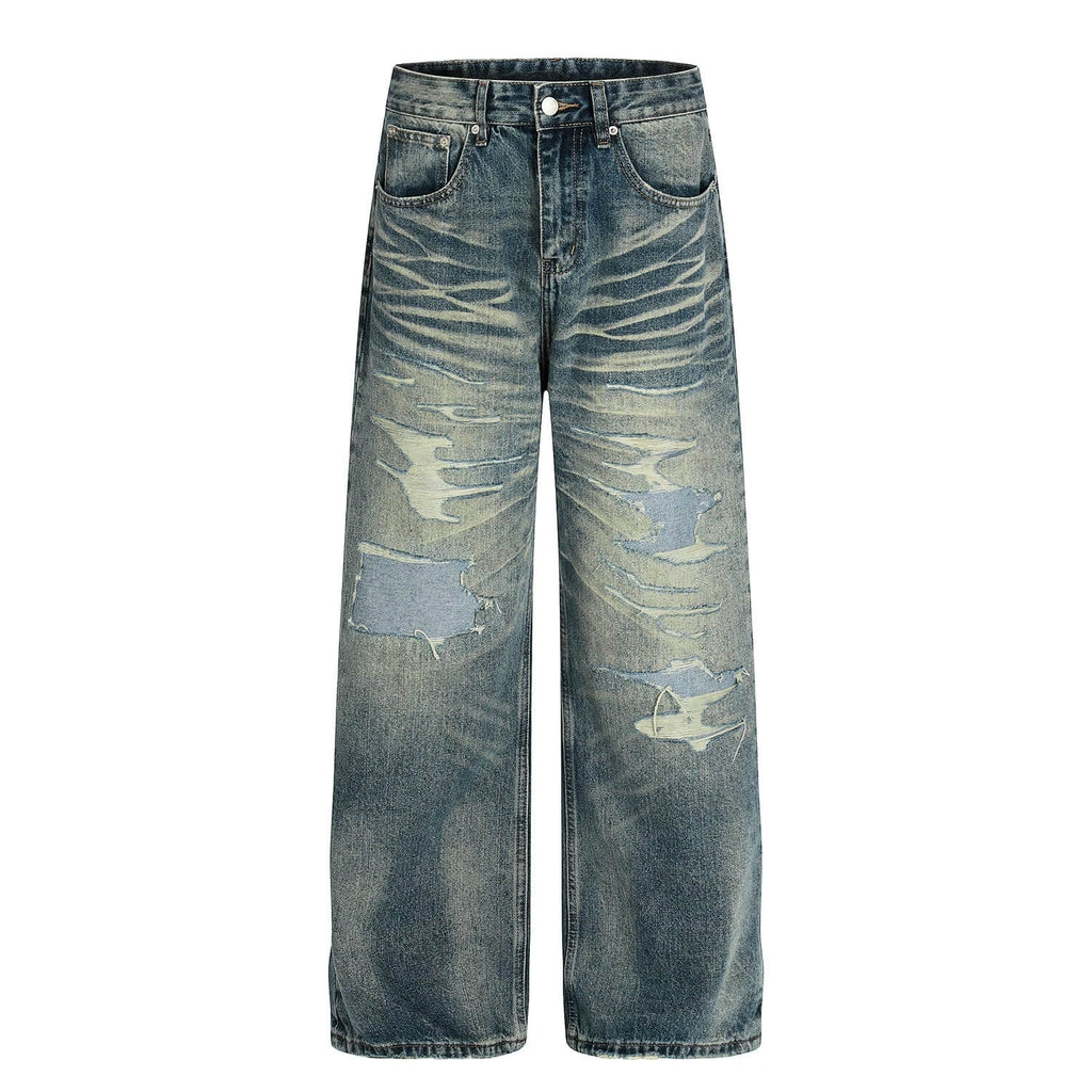 F3F Select Heavy Distressed Washed Patchwork Baggy Jeans