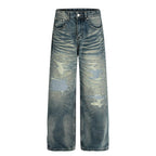F3F Select Heavy Distressed Washed Patchwork Baggy Jeans