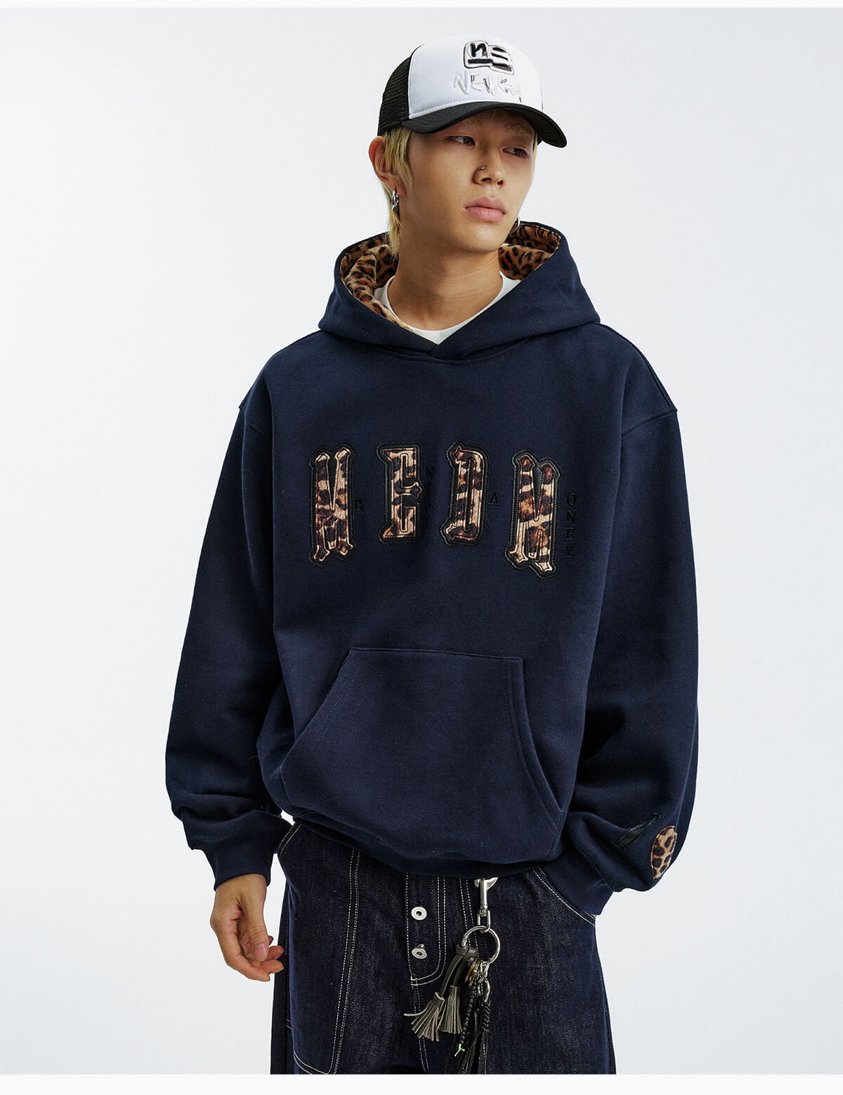 MEDM Leopard Faux Fur Layered Hoodie
