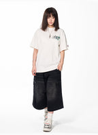 AFGK Flower Embroidered Logo Print Tee