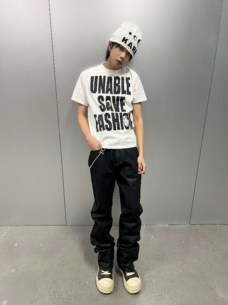 KARMANISTIC Rhinestone Slogan Print Tee