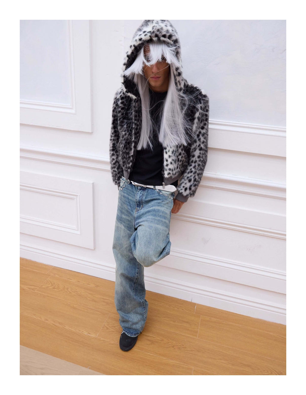 KARMANISTIC Leopard Fur Hooded Jacket