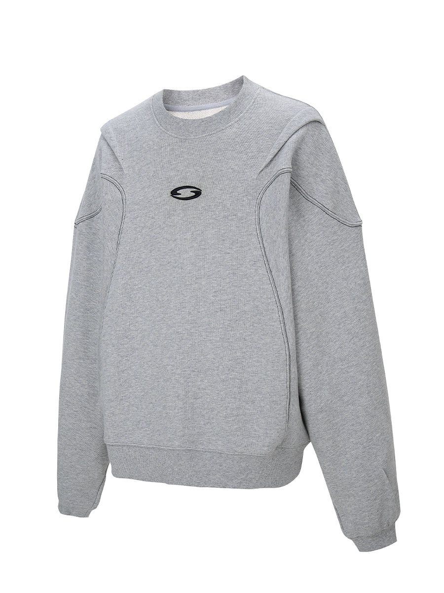 F2CE Pleated Splicing Embroidered Logo Sweatshirt