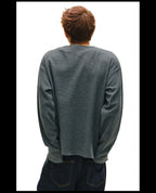 NOVACAM Waffle Vintage Print Zip Long Sleeve Tee
