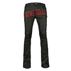 TGFCLUB PRIME KILLA Print Rhinestone Waxed Slim Fit Skinny Jeans