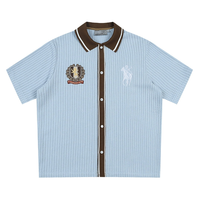 Harsh and Cruel Vacation Color Block Knit Shirt