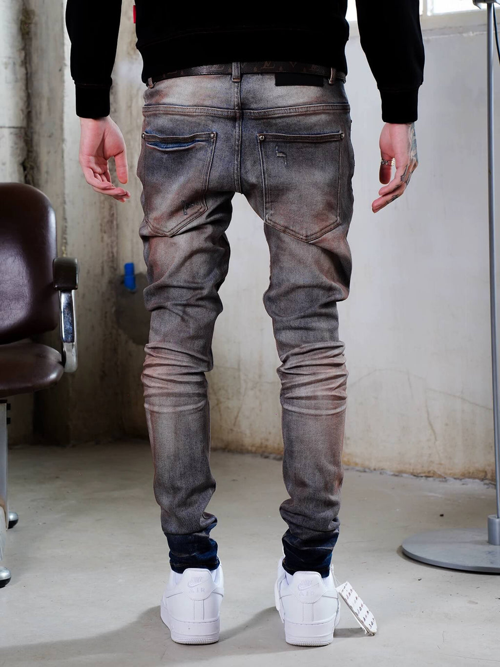 TGFCLUB Rust Washed Distressed Slim Fit Skinny Jeans