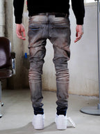 TGFCLUB Rust Washed Distressed Slim Fit Skinny Jeans