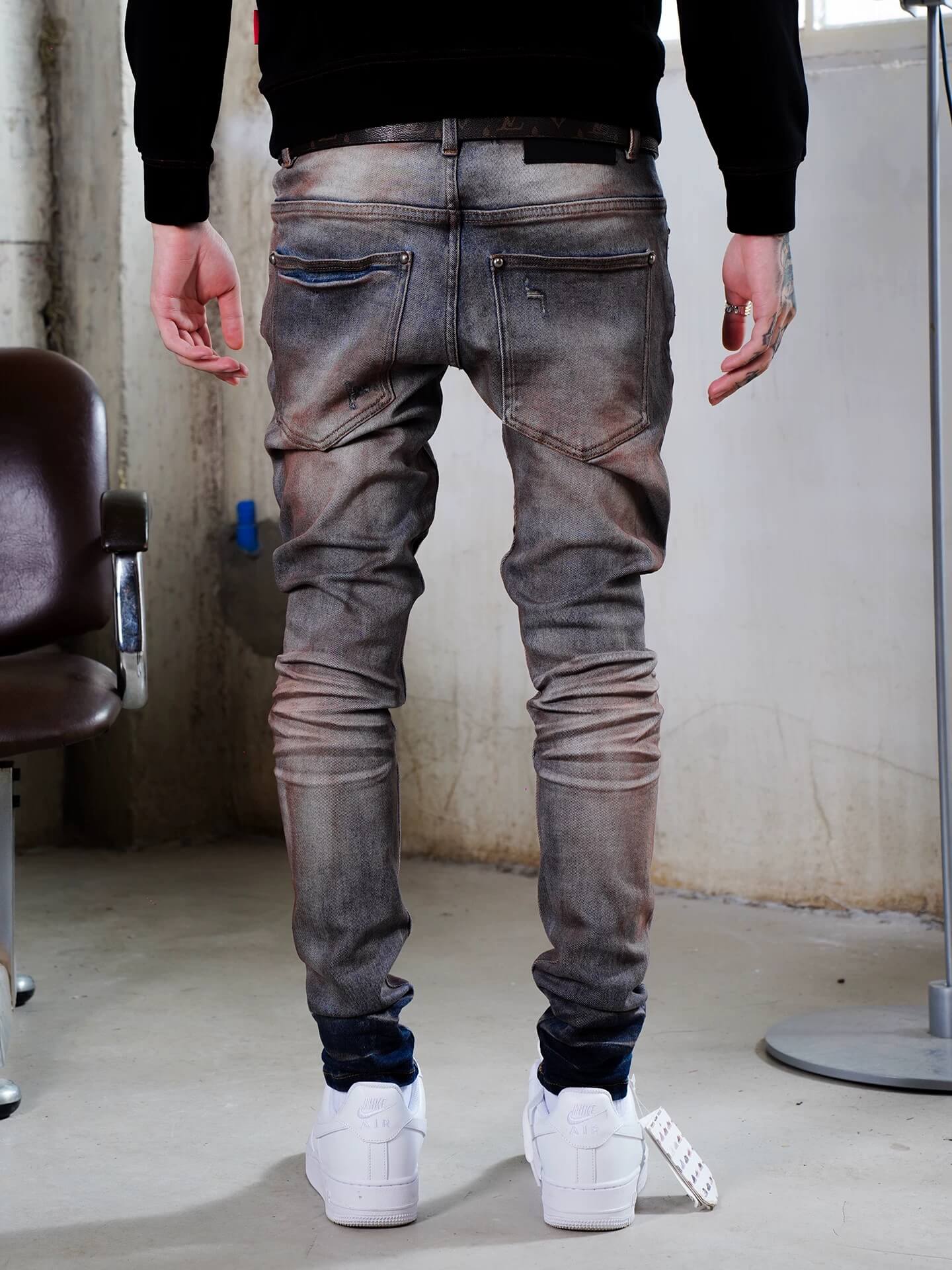 TGFCLUB Rust Washed Distressed Slim Fit Skinny Jeans