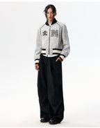 MEDM Pearl Tweed Short Varsity Jacket