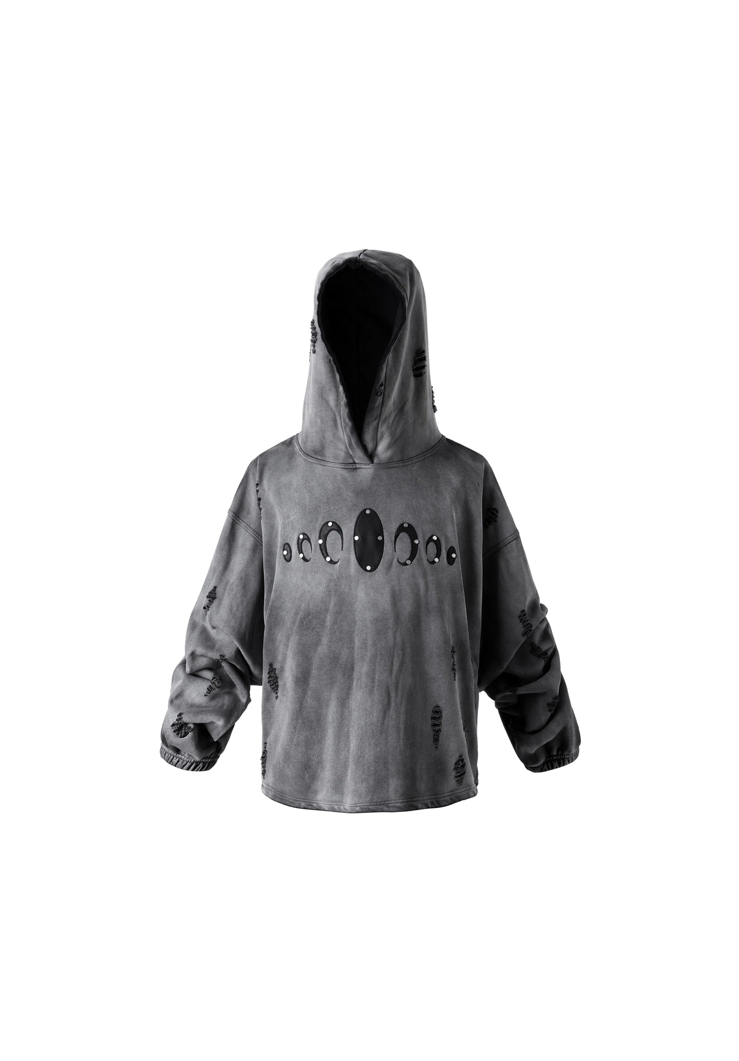 KARMANISTIC Distressed Washed Rivets Hoodie