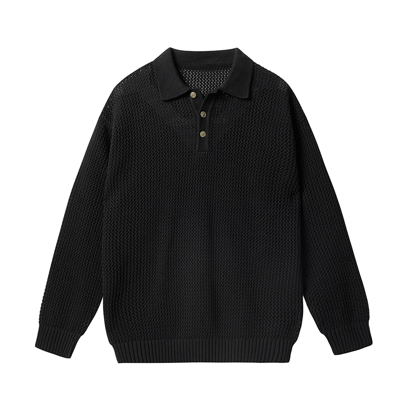 JHYQ Lightweight Jacquard Polo Knit Sweater