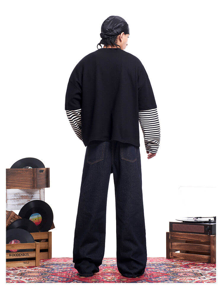 F3F Select Layered Stripe Long Sleeve Waffle Tee