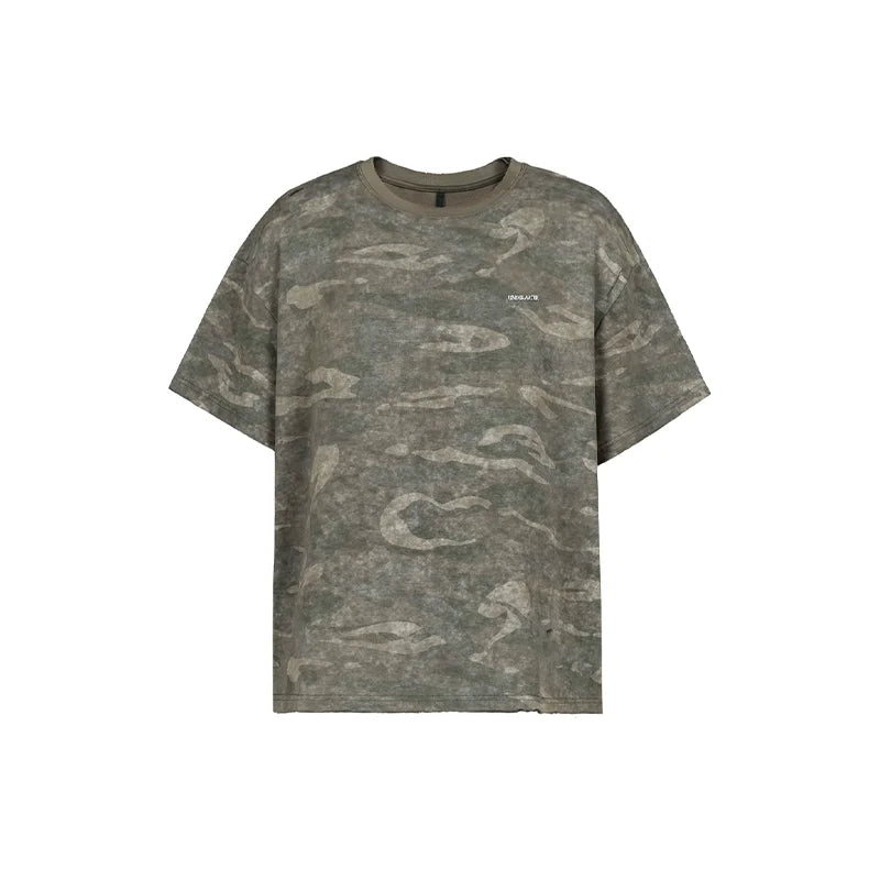 UNDERWATER Handmade Cut Distressed Camouflage Tee