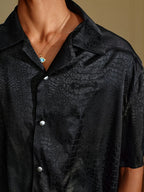 YADcrew Python Pattern Satin Short Sleeve Shirt