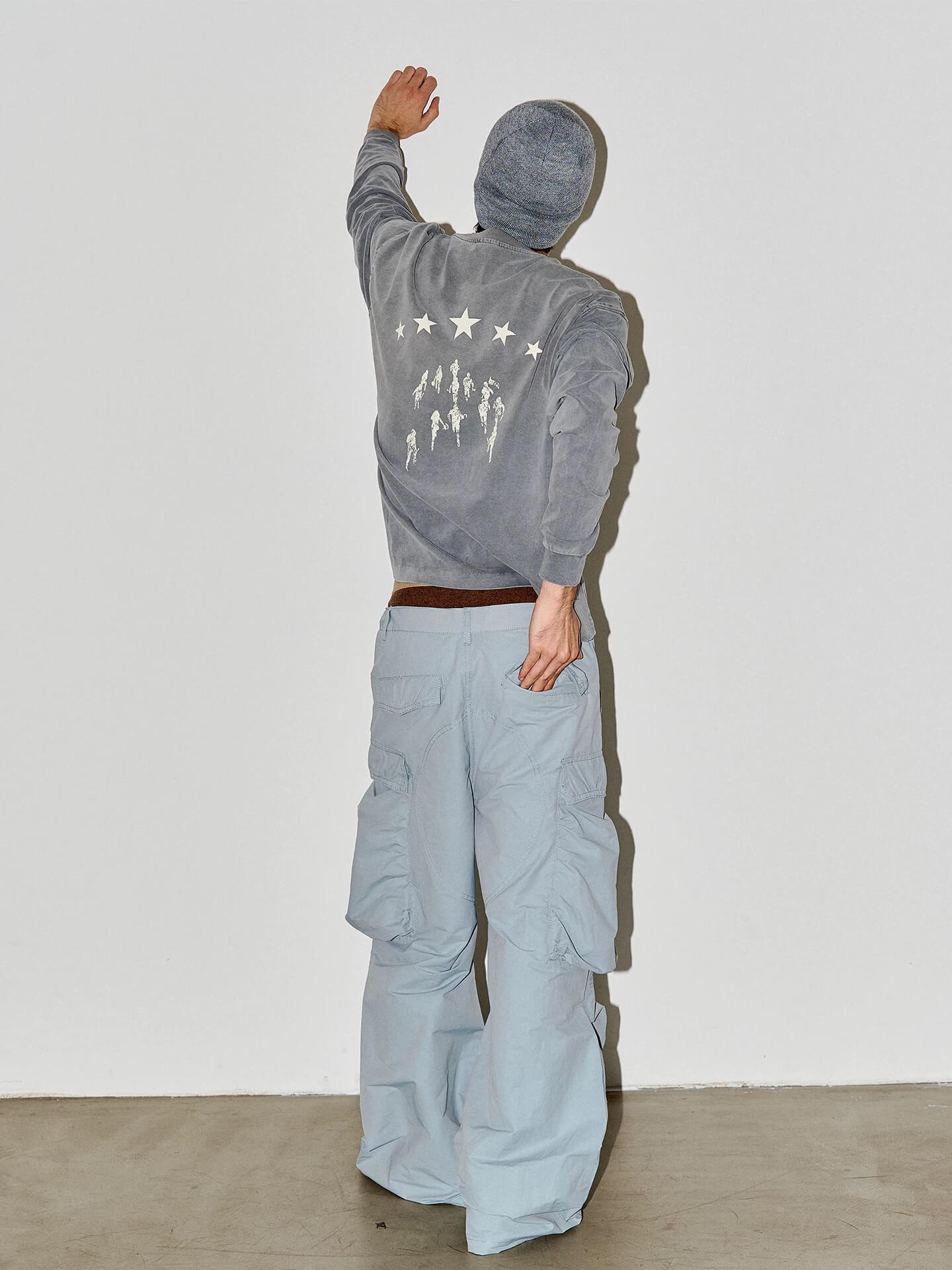 LIBERAFIT Star Graphic Vintage Dyed Distressed Long Sleeve Tee