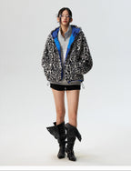 MEDM Reversible Leopard Fur Hooded Track Jacket