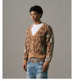 S45 Pearl Studded Leopard Knit Cardigan