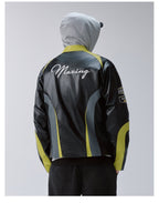 F2CE Color Block PU Leather Racing Jacket