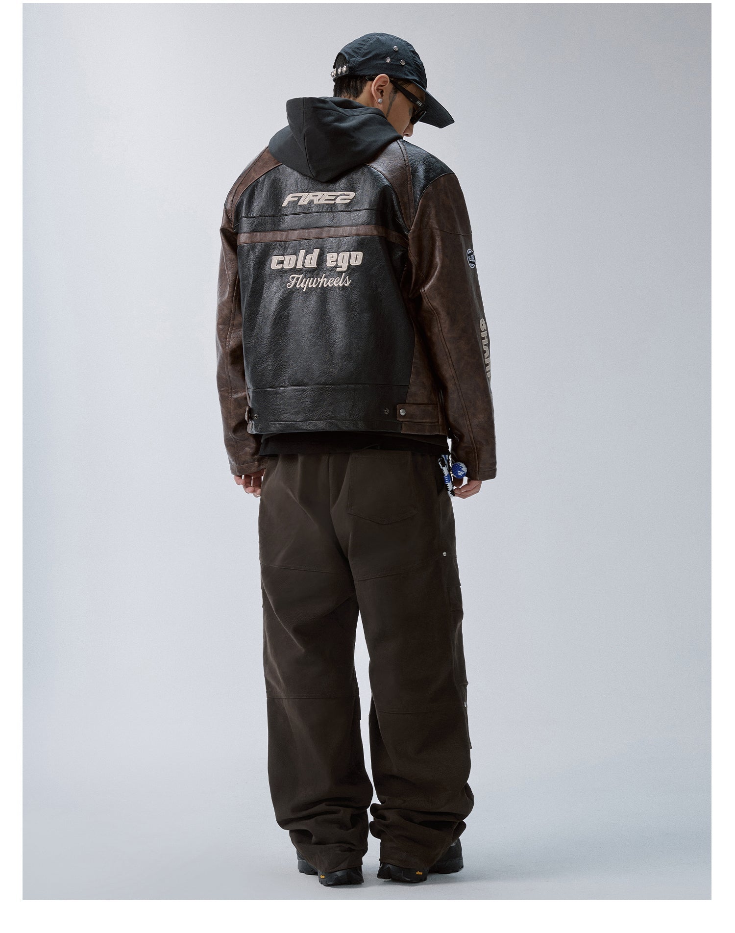 F2CE Embroidery Patch PU Leather Racing Jacket
