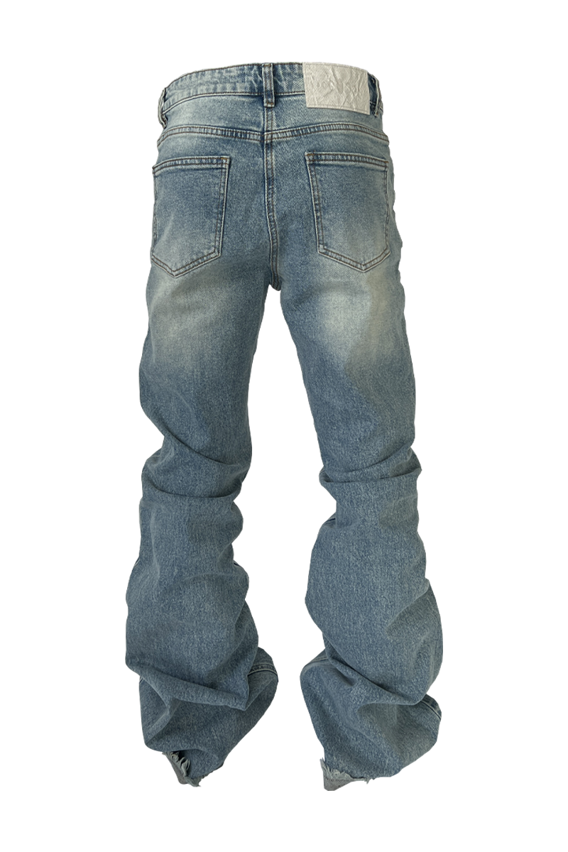 KARMANISTIC Cutoff Washed Flared Jeans