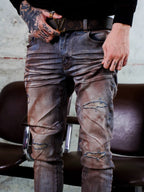 TGFCLUB Rust Washed Distressed Slim Fit Skinny Jeans