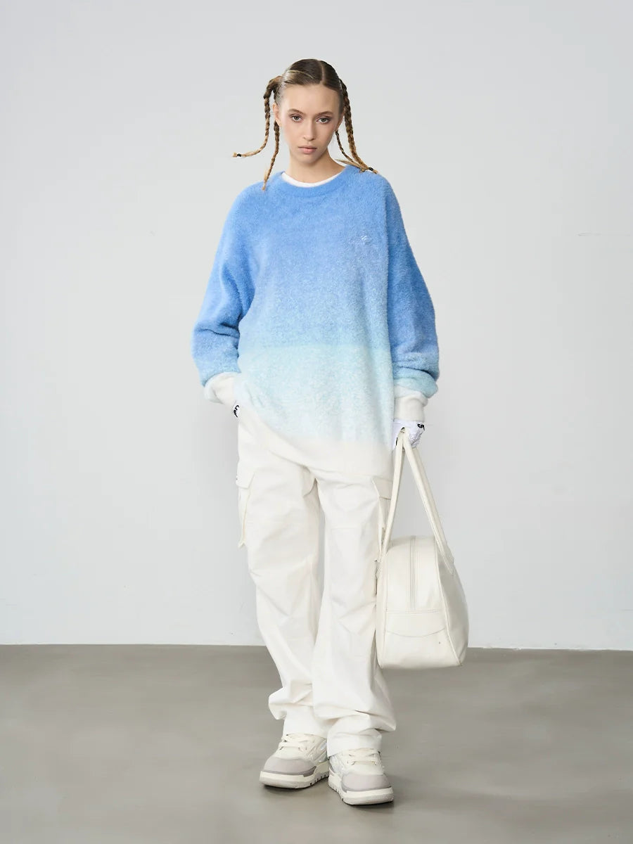 Harsh and Cruel Embroidered Logo Gradient Knit Sweater