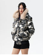 MEDM Detachable Fur Camouflage Hooded Jacket