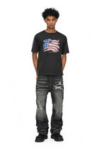 ANTIDOTE Irregular Torn Hole Washed Flared Jeans