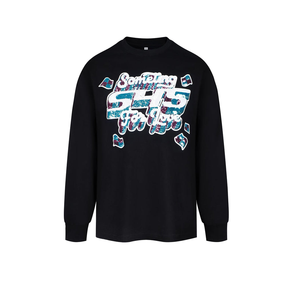 S45 3D Sequined Letter Logo Long Sleeve Tee