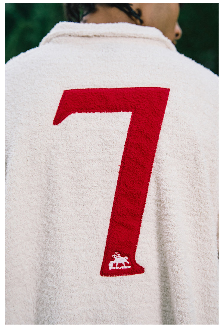 Remedy Number Patch Embroidered Polo Knit Sweater