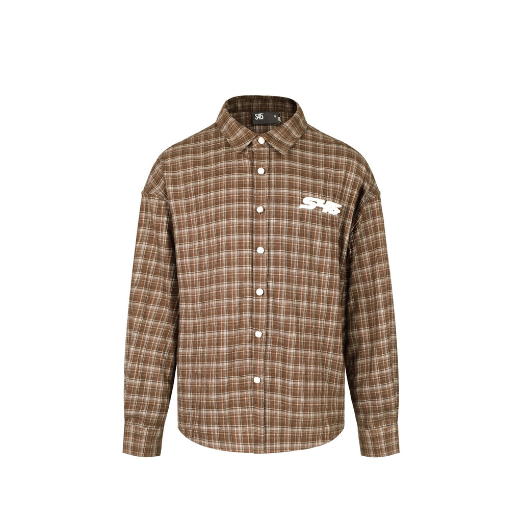 S45 Plaid Pearl Button Logo Long Sleeve Shirt