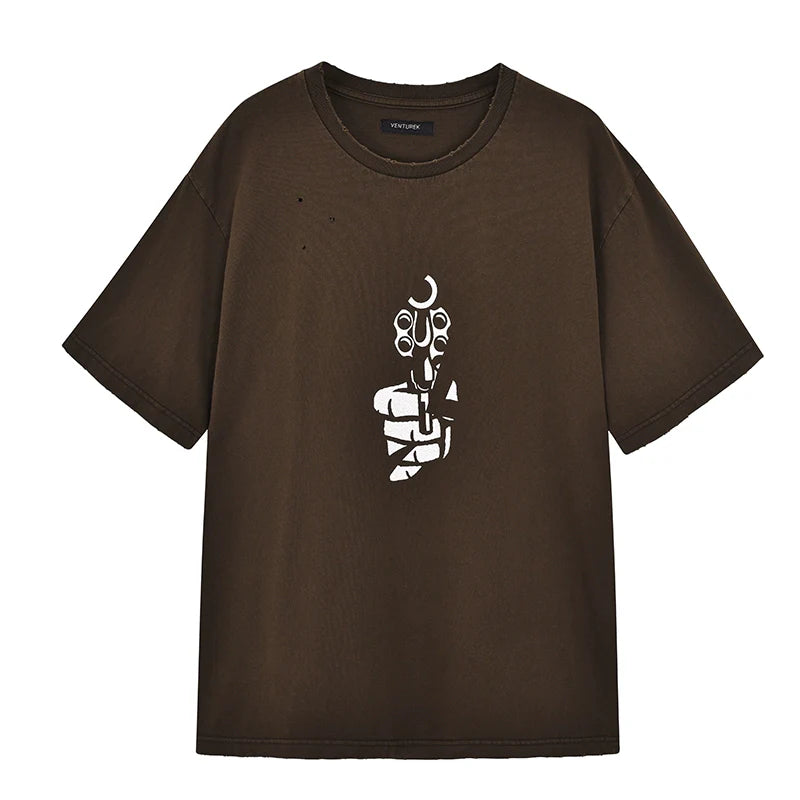 VENTUREK Washed Gun Cracked Print Tee