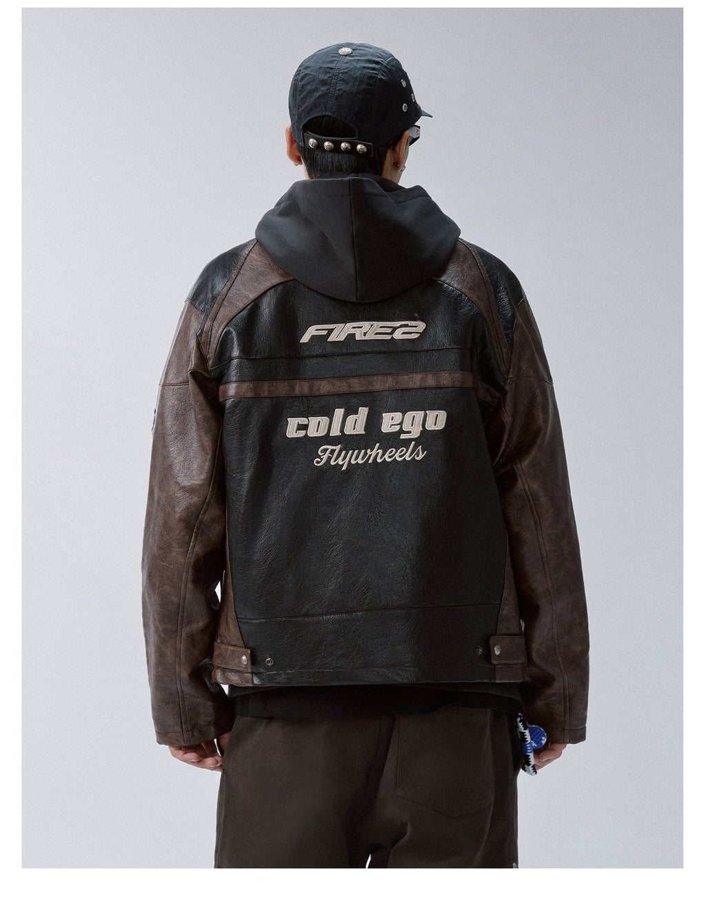 F2CE Embroidery Patch PU Leather Racing Jacket
