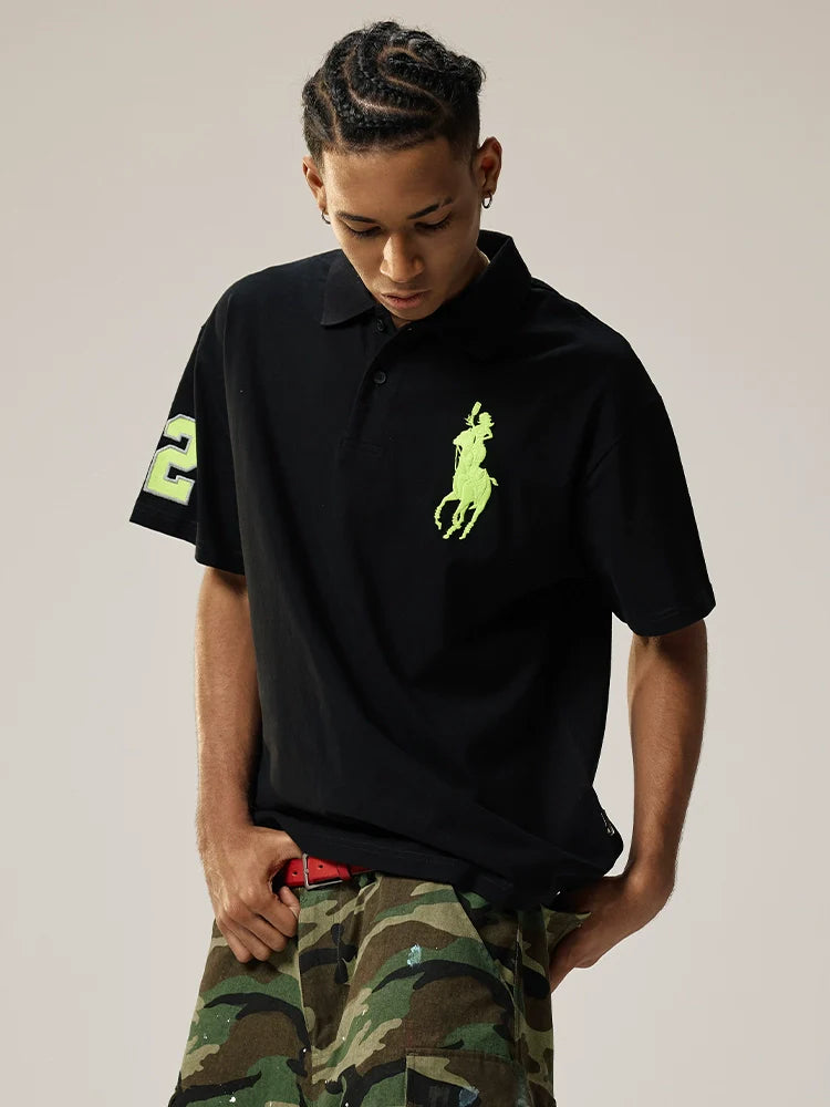 Remedy Cocktail Glass Girl Embroidery Polo Shirt