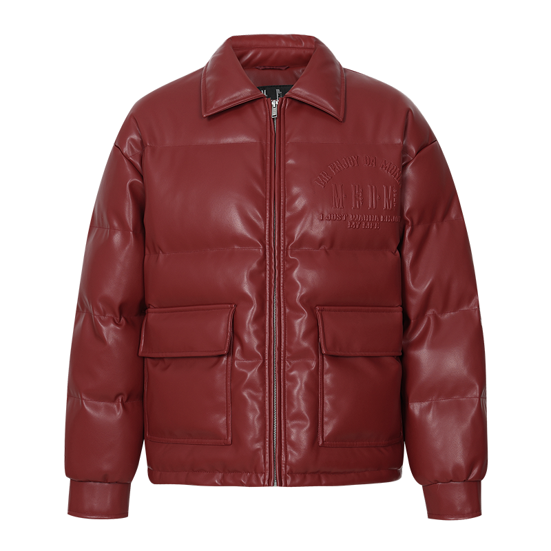 MEDM Embossed LOGO Leather Down Jacket