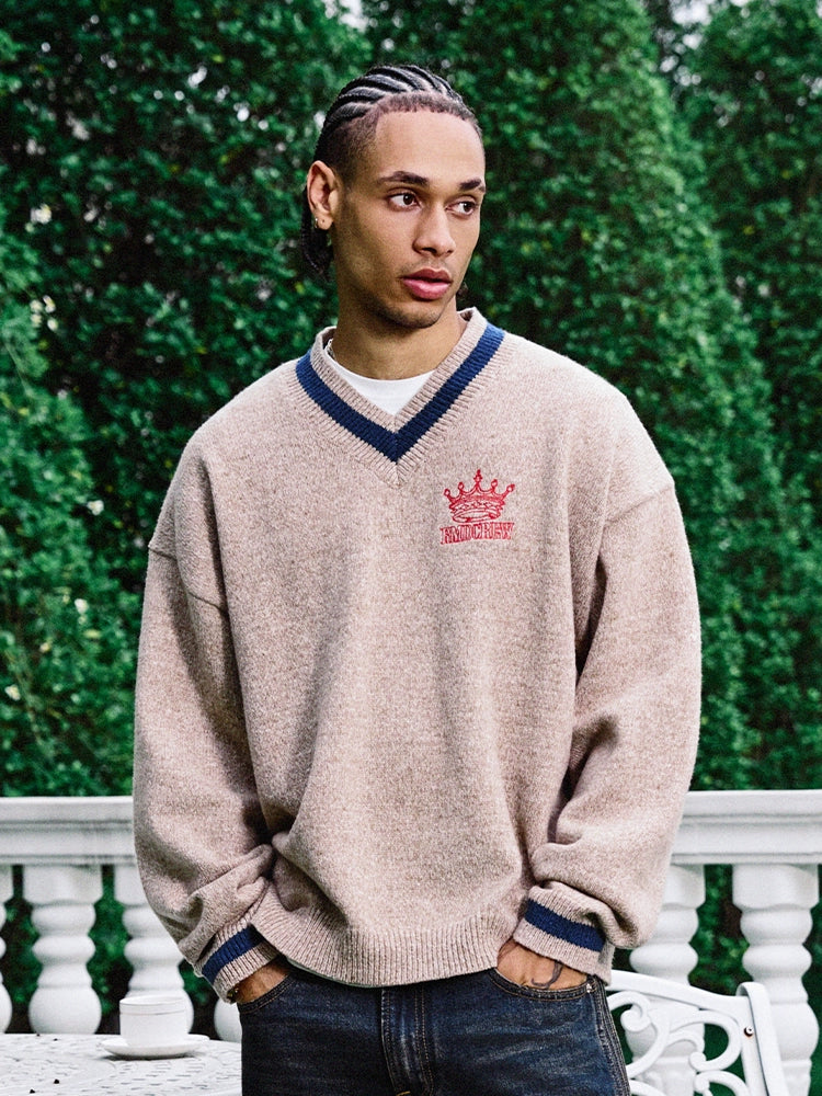 Remedy Embroidered V Neck Knit Sweater