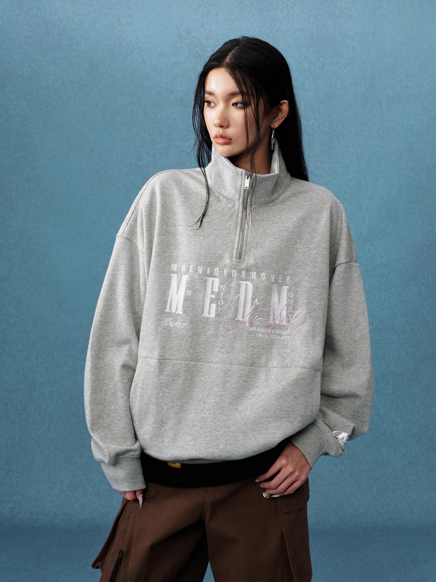 MEDM Half-Zip Logo Embroidered Sweatshirt