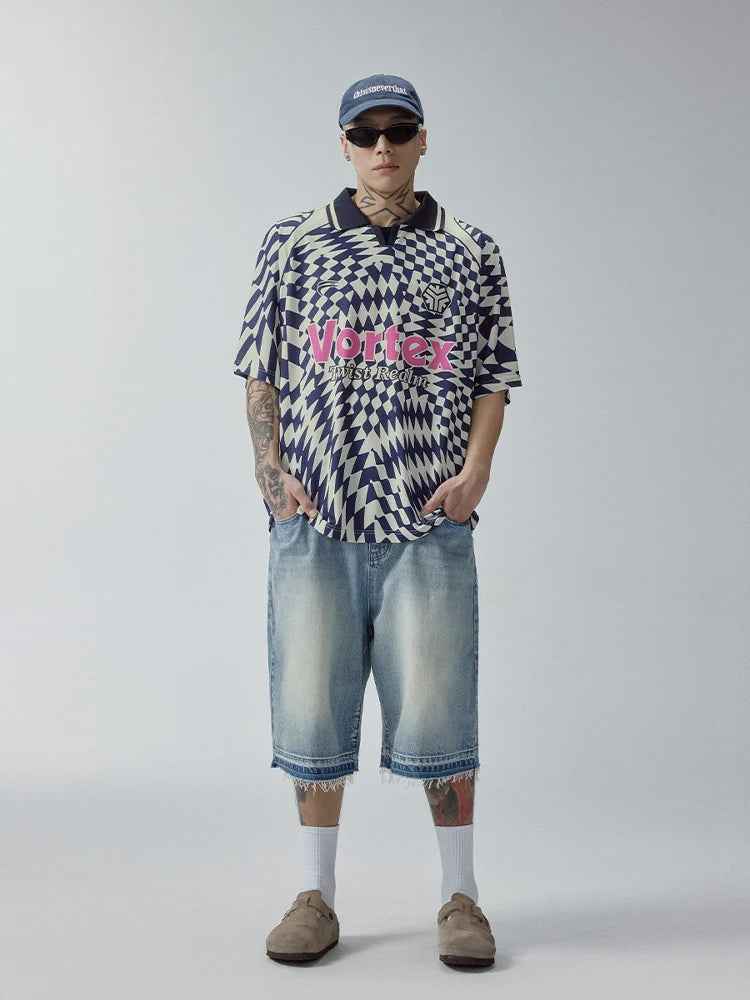 F2CE Vortex Plaid Soccer Polo Jersey Shirt